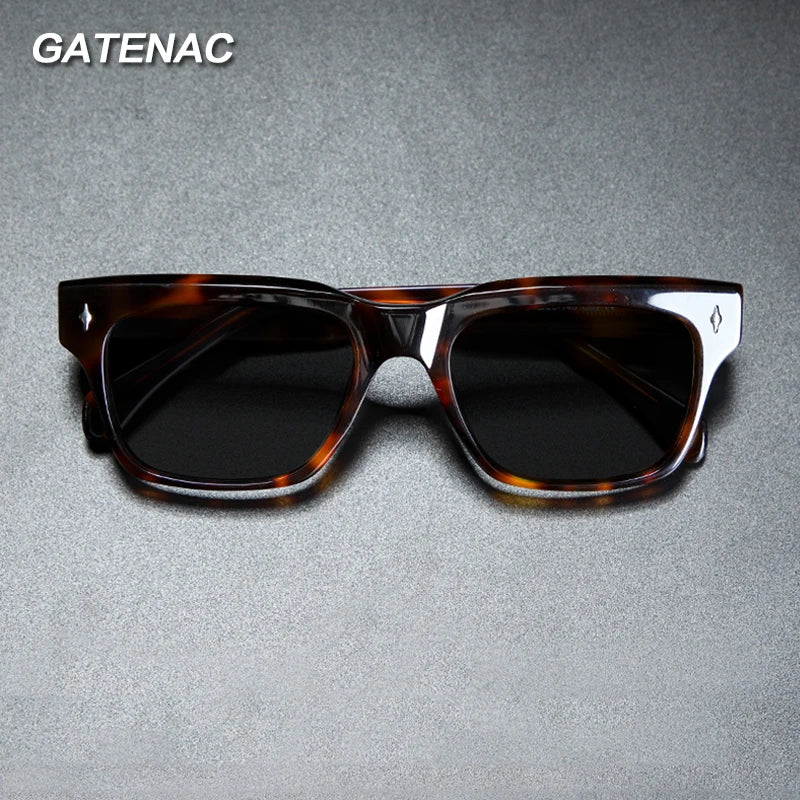 Gatenac Unisex Full Rim Square Polarized Acetate Sunglasses Mo15 Sunglasses Gatenac   