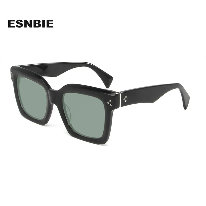 Esnbie Unisex Full Rim Square Brow Line Acetate Sunglasses 246051