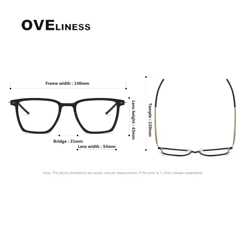 Oveliness Unisex Full Rim Square Acetate Titanium Eyeglasses 65544