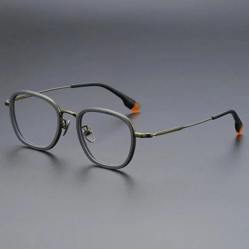 Gatenac Unisex Full Rim Oval Square Acetate Titanium Eyeglasses 787809 FuzWeb