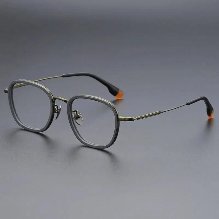 Gatenac Unisex Full Rim Oval Square Acetate Titanium Eyeglasses 787809 FuzWeb