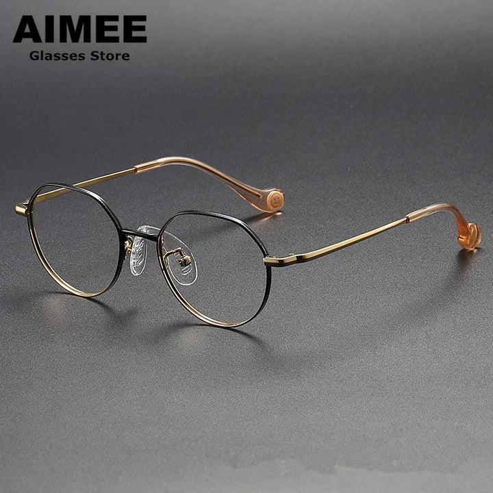 Aimee Unisex Youth Full Rim Flat Top Oval Titanium Eyeglasses 380946