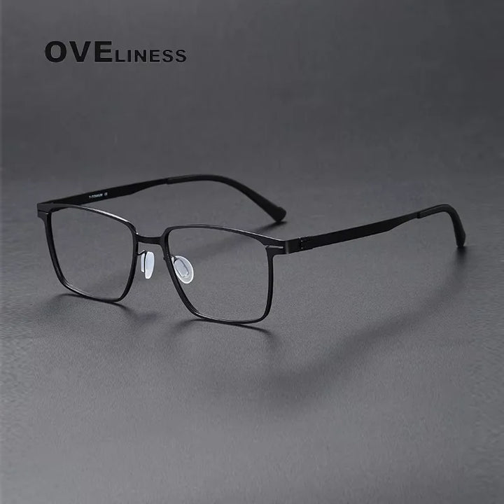 Oveliness Unisex Full Rim Square Titanium Eyeglasses 80995 Full Rim Oveliness black  