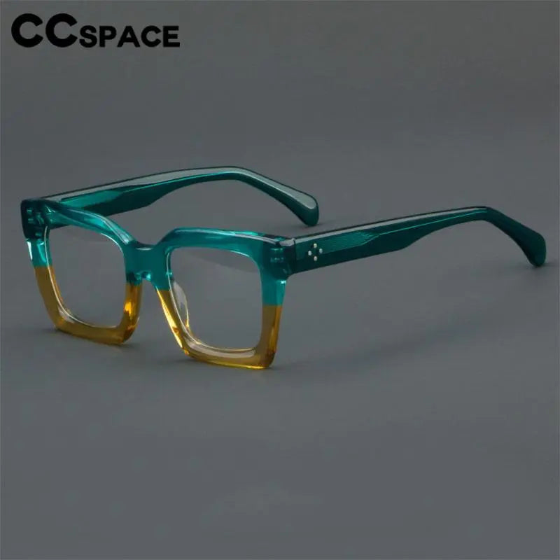 CCspace Unisex Full Rim Large Square Acetate Eyeglasses 56909 Full Rim CCspace   