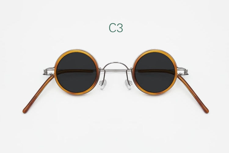 Yujo Unisex Full Rim Small Round Polarized Stainless Steel Sunglasses 32mm Sunglasses Yujo C3 China 