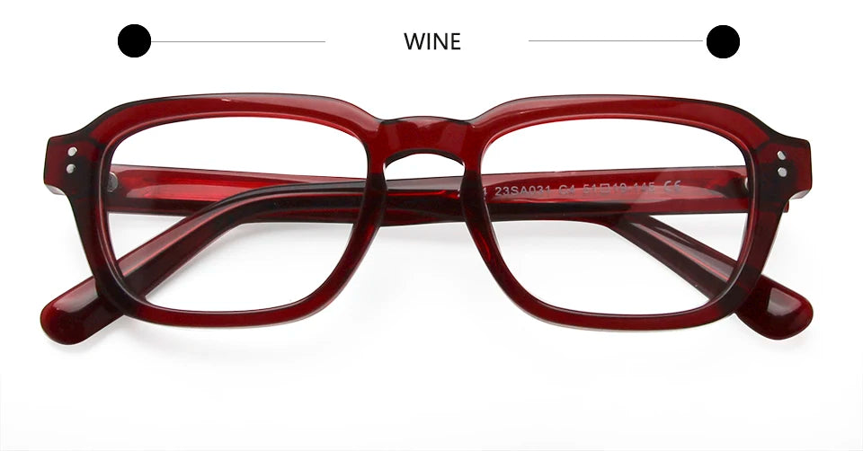 Esnbie Unisex Full Rim Square Thick Acetate Eyeglasses 23031 Full Rim Esnbie wine  