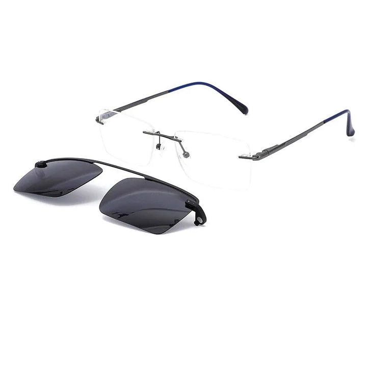 Summer Flower Unisex Rimless Square Alloy Eyeglasses Clip On Sunglasses 30674