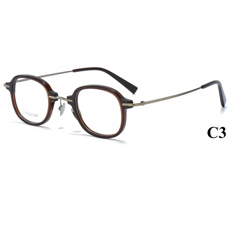 Xbora Unisex Full Rim Round Titanium &amp; Acetate Eyeglasses 98512 — view 3 | Xbora at FuzWeb