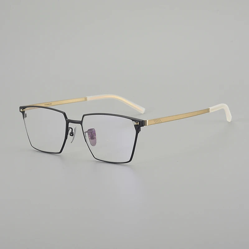 Muzz Men's Full Rim Polygon Square Titanium Eyeglasses 86008