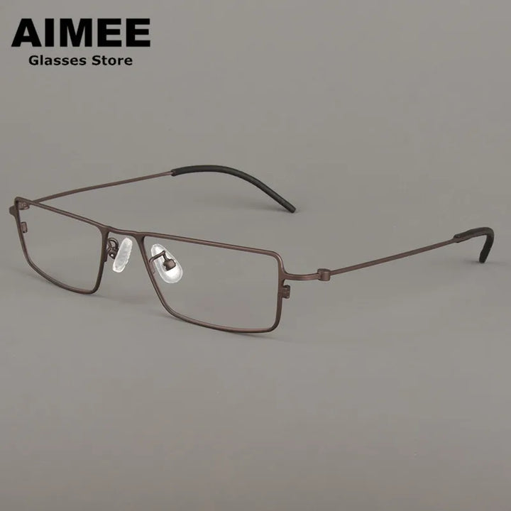 Aimee Unisex Full Rim Rectangle Screwless Titanium Eyeglasses 14555 Full Rim Aimee   