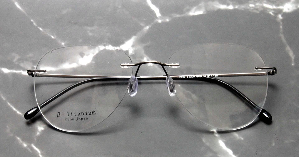 Esnbie Women's Rimless Flat Top Oval Titanium Eyeglasses 243209