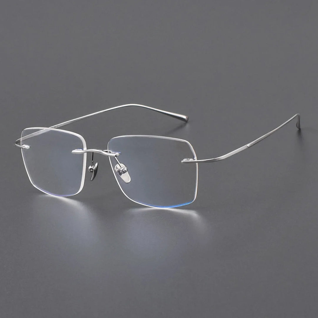 Aror Women's Rimless Irregular Square Titanium Eyeglasses 41819 Rimless Aror Silver