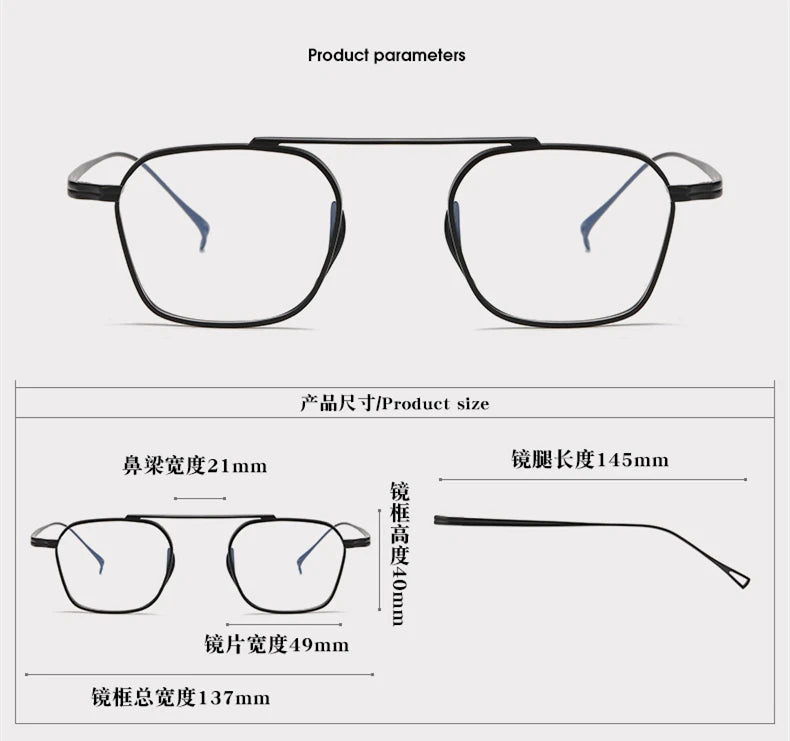 Black Mask Women's Full Rim Square Brow Line Titanium Eyeglasses 639501