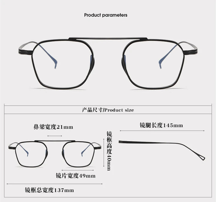 Black Mask Women's Full Rim Square Brow Line Titanium Eyeglasses 639501