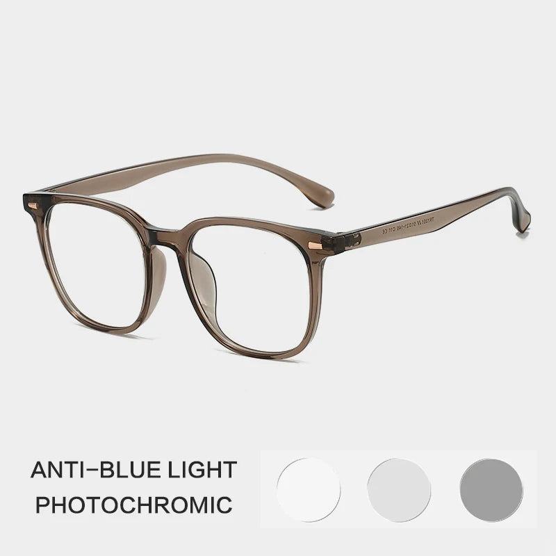 Gatenac Unisex Full Rim Square Tr 90 Titanium Photochromic Reading Glasses G61351