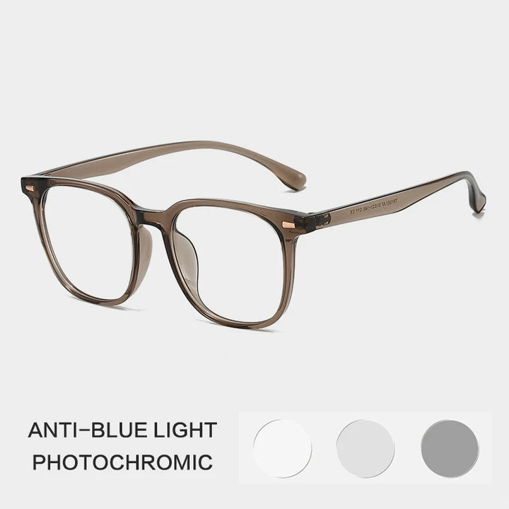 Gatenac Unisex Full Rim Square Tr 90 Titanium Photochromic Reading Glasses G61351