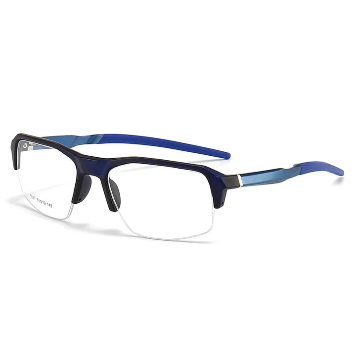 Yimaruili Unisex Semi Rim Square Aluminum Tr 90 Sport Eyeglasses 58578