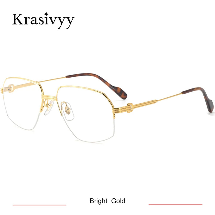 Krasivyy  Women's Semi Rim Oval Square Titanium Eyeglasses 320850