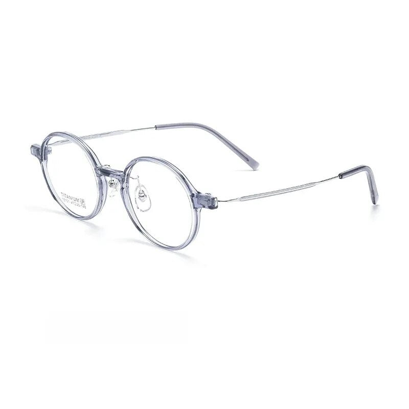 Yimaruili Unisex Full Rim Small Round Tr 90 Titanium Eyeglasses 16101x Full Rim Yimaruili Eyeglasses Blue Silver  