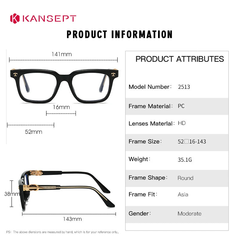 Kansept Unisex Full Rim Square Acetate Reading Glasses 25139