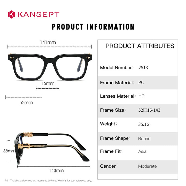 Kansept Unisex Full Rim Square Acetate Reading Glasses 25139