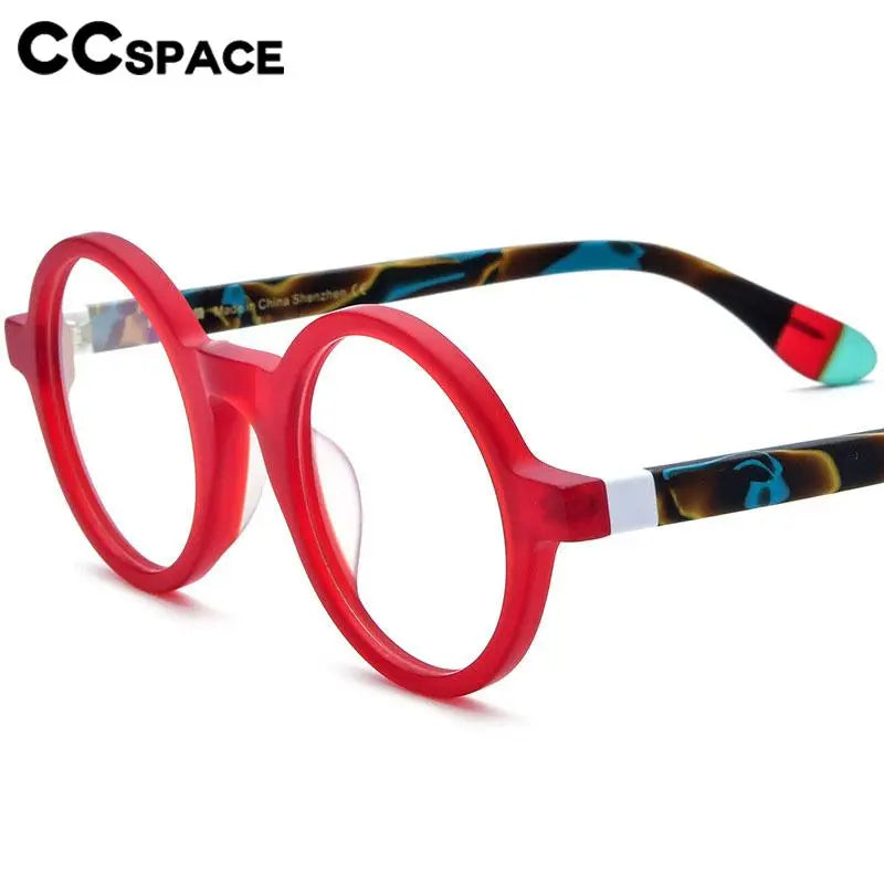 CCspace Unisex Full Rim Round Acetate Eyeglasses 56919 Full Rim CCspace   
