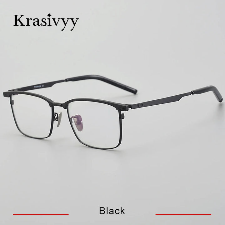 Krasivyy Men's Full Rim Square Acetate Titanium Eyeglasses 428701