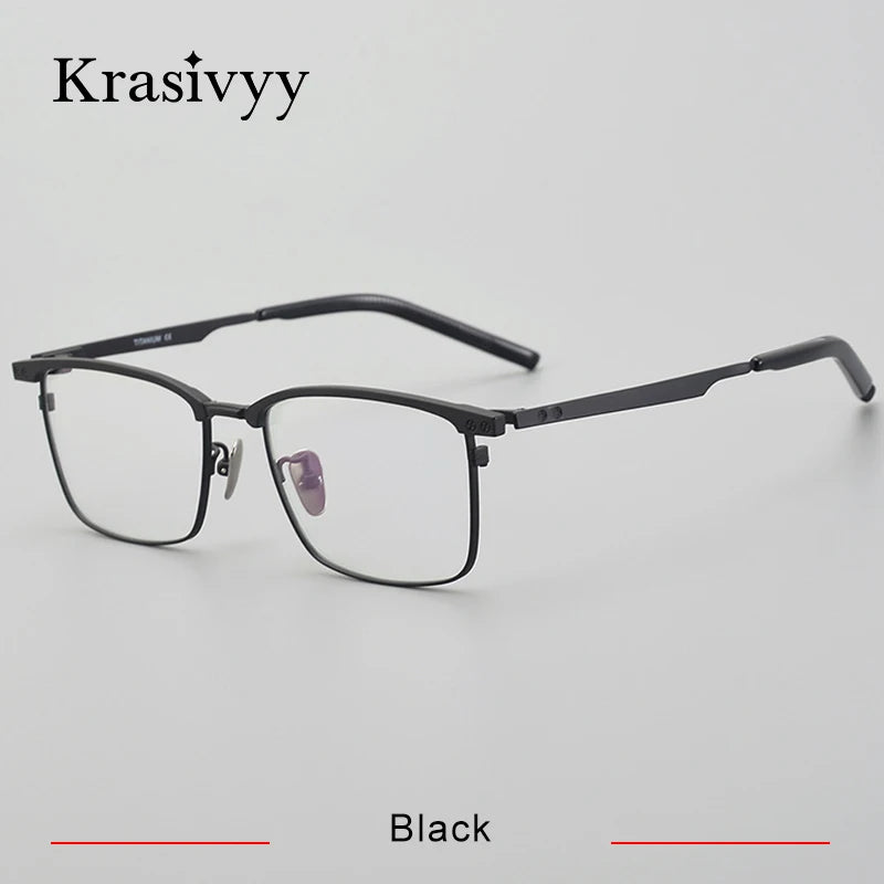 Krasivyy Men's Full Rim Square Titanium Eyeglasses 318704