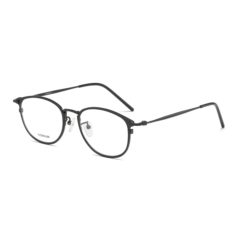 Reven Jate Unisex Full Rim Round Titanium Eyeglasses J1073 Full Rim Reven Jate black  