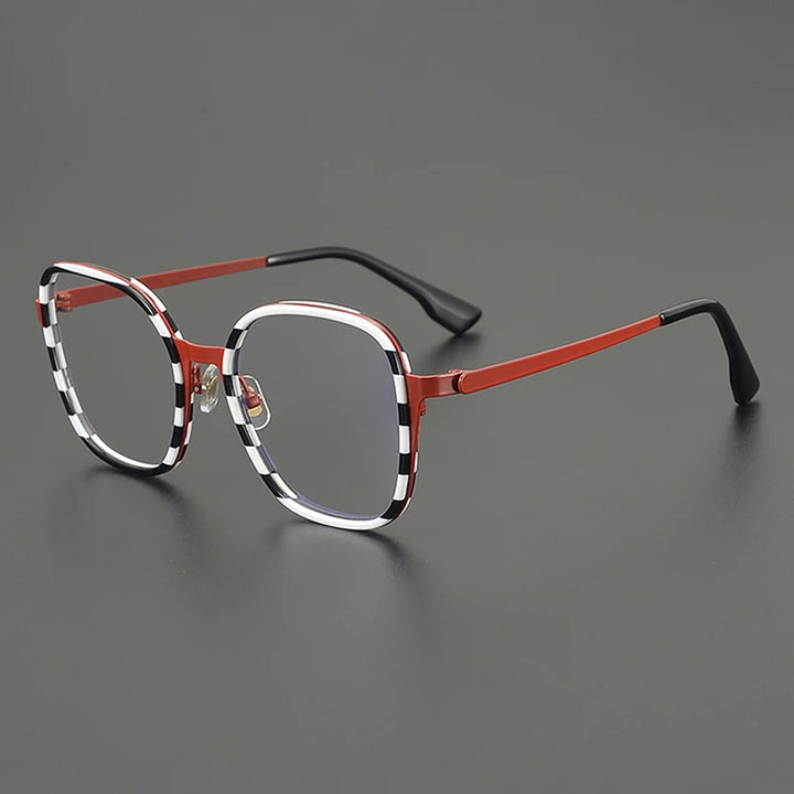 Nobler Unisex Full Rim Big Square Polygon Titanium Eyeglasses 48297