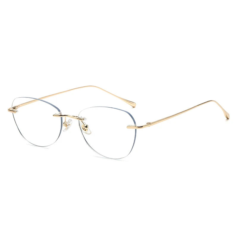 KatKani Unisex Rimless Oval Titanium Eyeglasses 23205 Rimless KatKani Eyeglasses Gold  