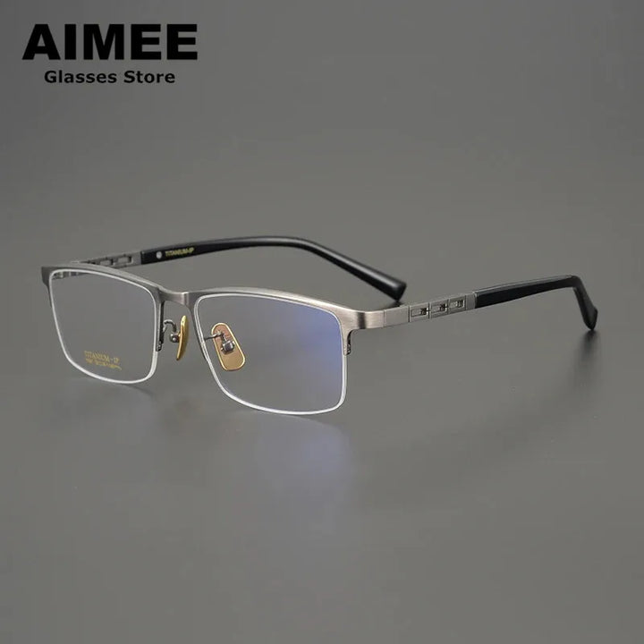 Aimee Unisex Semi Rim Square Titanium Eyeglasses 91097