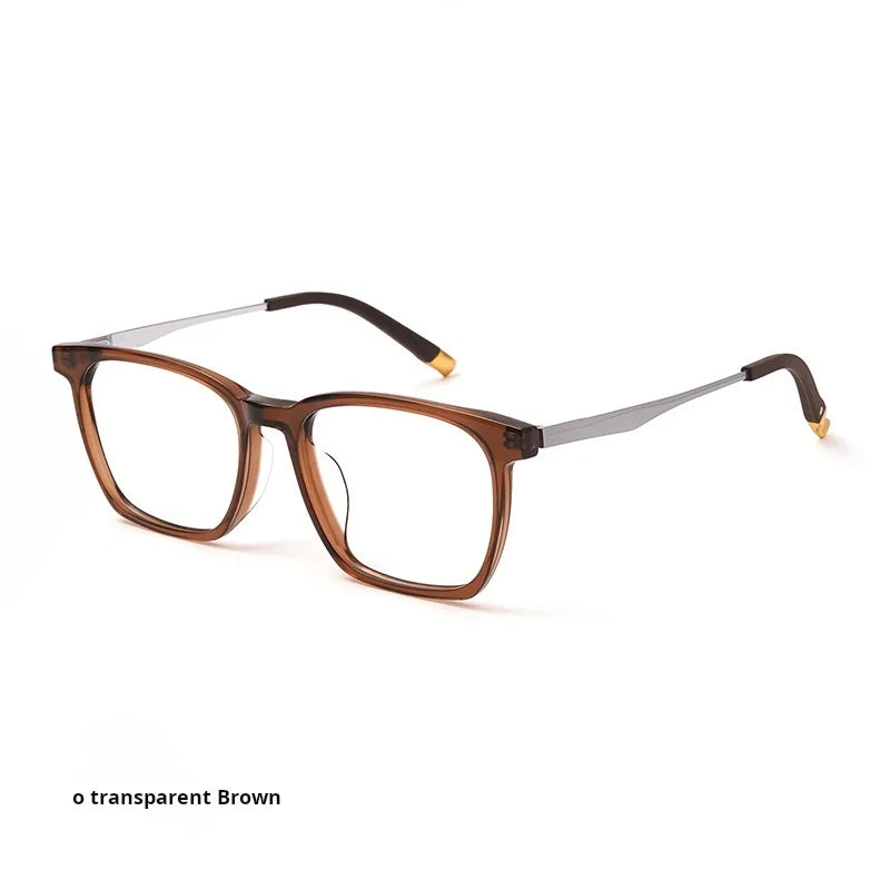 Momoja Unisex Full Rim Big Square Acetate Titanium Eyeglasses 72582
