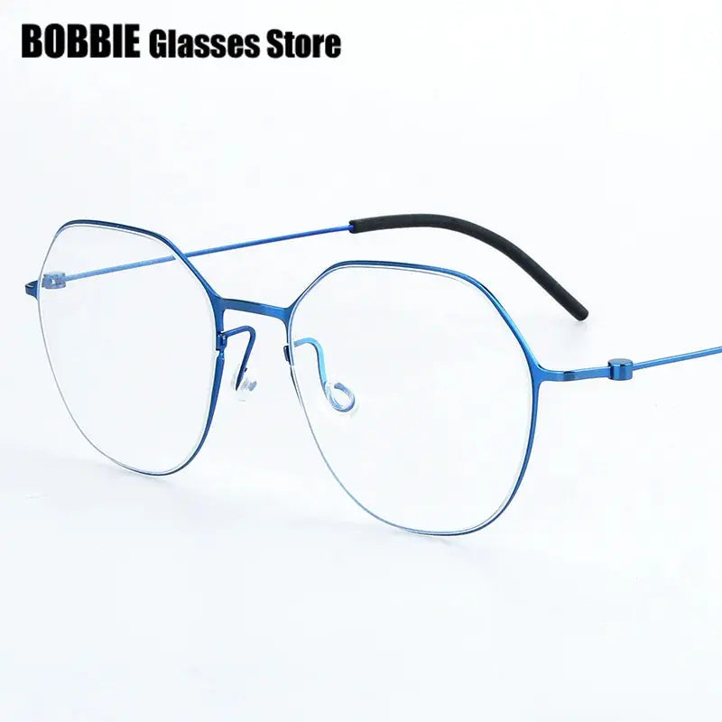 Bobbie 554065 Unisex Flat Tip Full Rim Polygon Titanium Frames — view 1 | Bobbie at FuzWeb