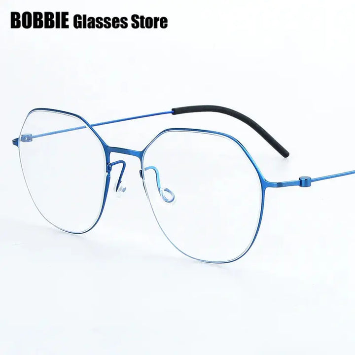 Bobbie 554065 Unisex Flat Tip Full Rim Polygon Titanium Frames — view 1 | Bobbie at FuzWeb