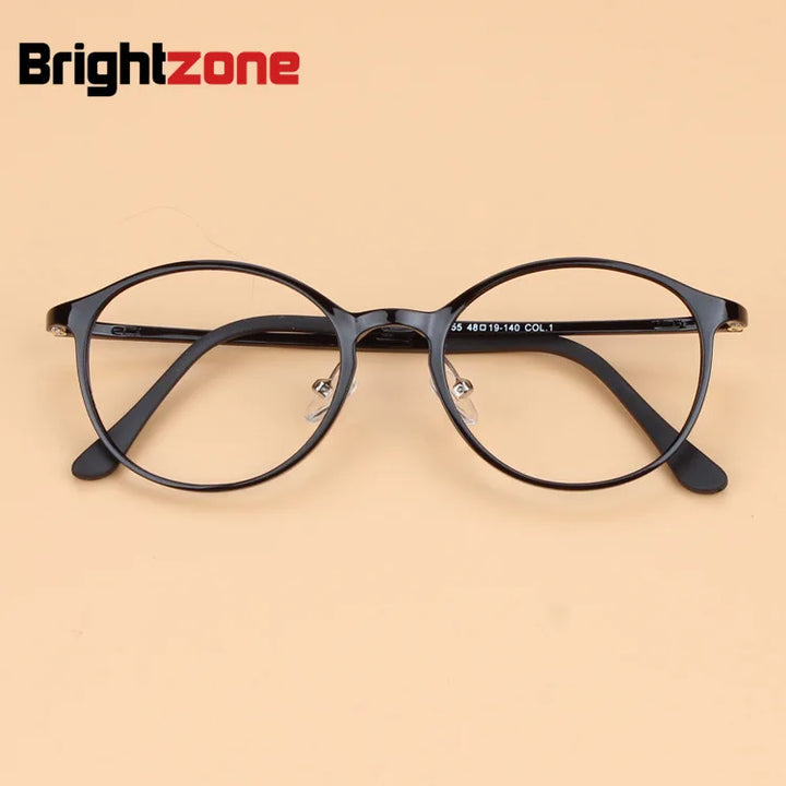 Brightzone Women's Full Rim Round Ultem Carbon Steel Eyeglasses 72055 Full Rim Brightzone