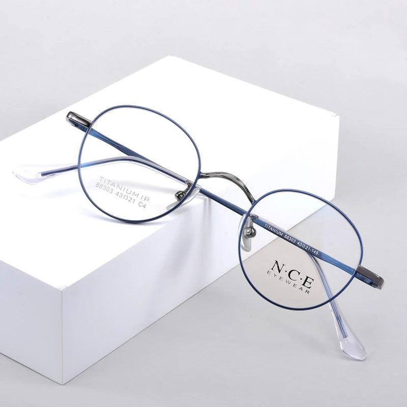 Zirosat Unisex Youth's Full Rim Round Titanium Eyeglasses 88303