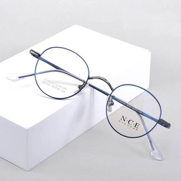 Zirosat Unisex Youth's Full Rim Round Titanium Eyeglasses 88303