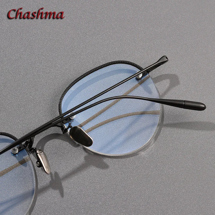 Chashma Ochki Women's Small Semi Rim Flat Top Round Titanium Eyeglasses 0611 Semi Rim Chashma Ochki   