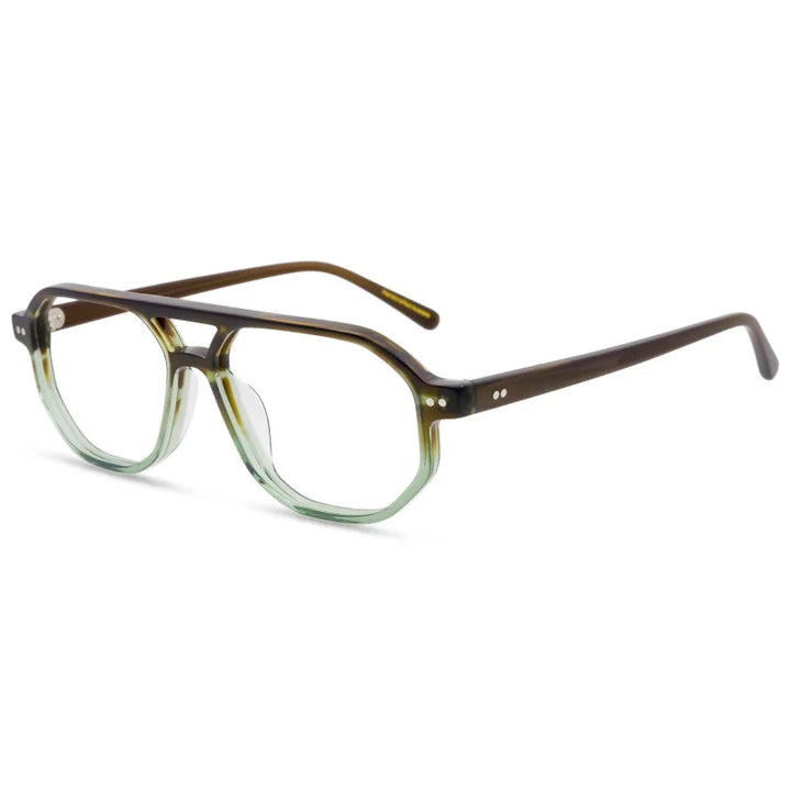 Nobler Unisex Full Rim Square Double Bridge Acetate Eyeglasses 5445 Full Rim Nobler C2  