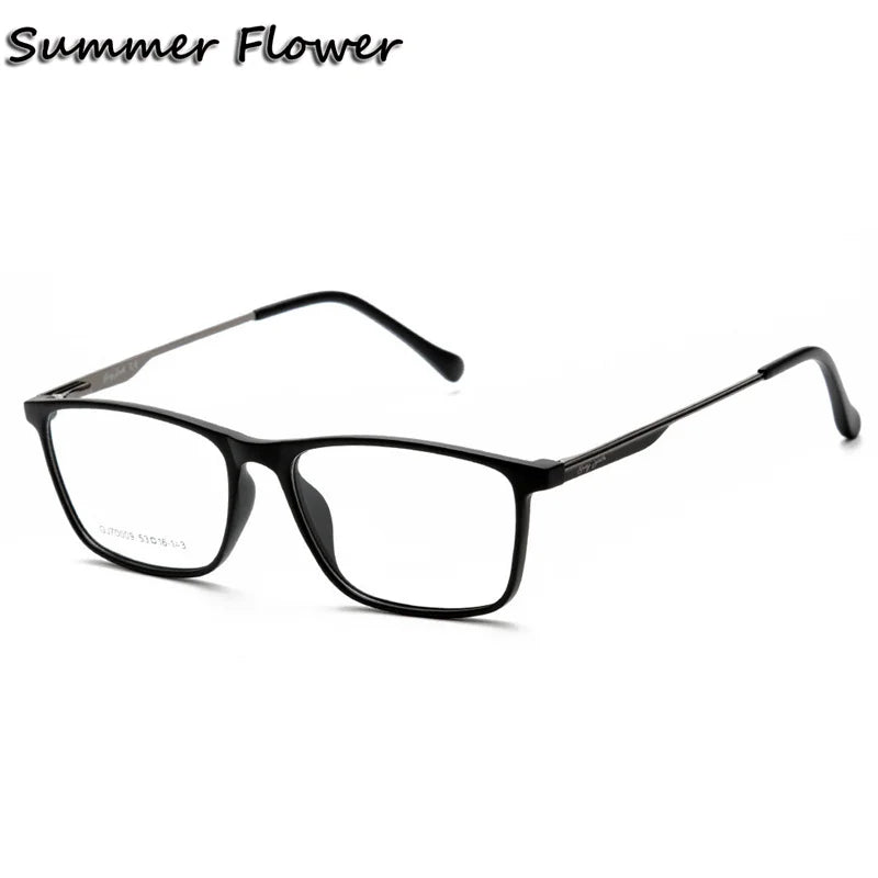 Summer Flower Women's Full Rim Square Tr 90 Titanium Eyeglasses 70009