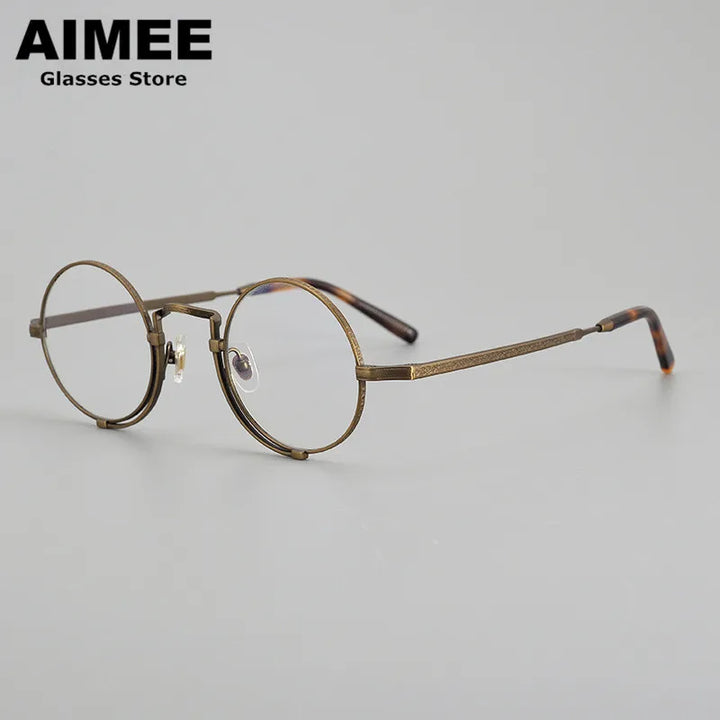 Aimee Unisex Full Rim Round Titanium Eyeglasses 5919 Full Rim Aimee Bronze  