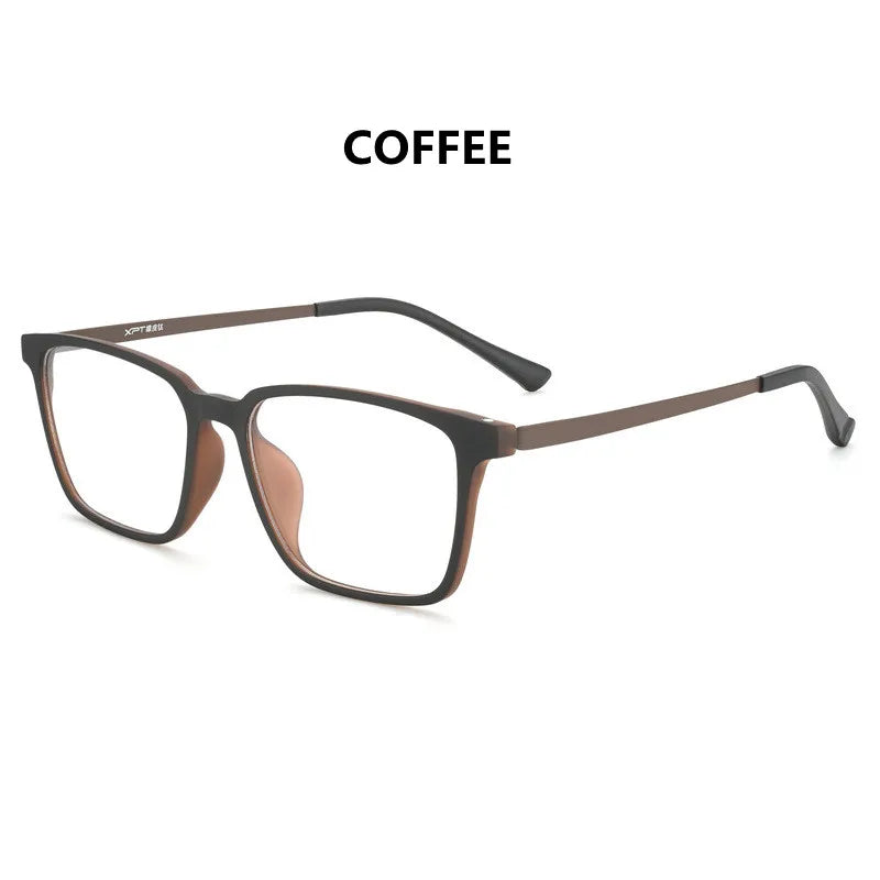 Kocolior Unisex Full Rim Square Tr 90 Titanium Hyperopic Reading Glasses 98221 Reading Glasses Kocolior Black Coffee China 0