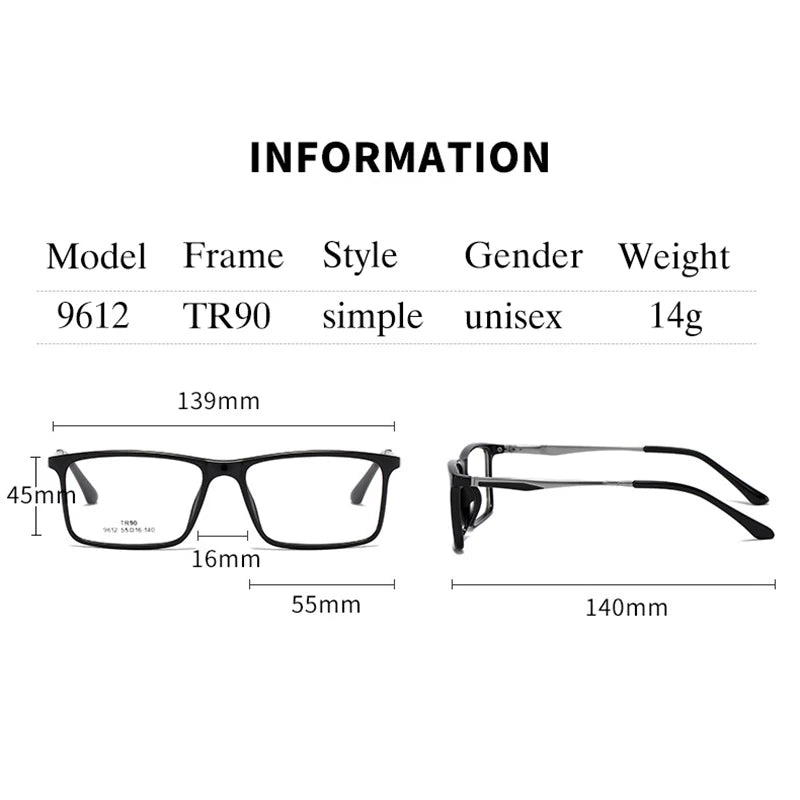 Hotochki Unisex Full Rim Square Tr 90 Eyeglasses 99612 Full Rim Hotochki