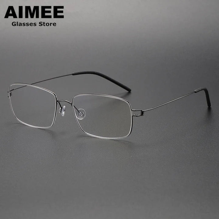 Aimee Unisex Full Rim Square Screwless Titanium Eyeglasses 5517 Full Rim Aimee Gun-Gery  