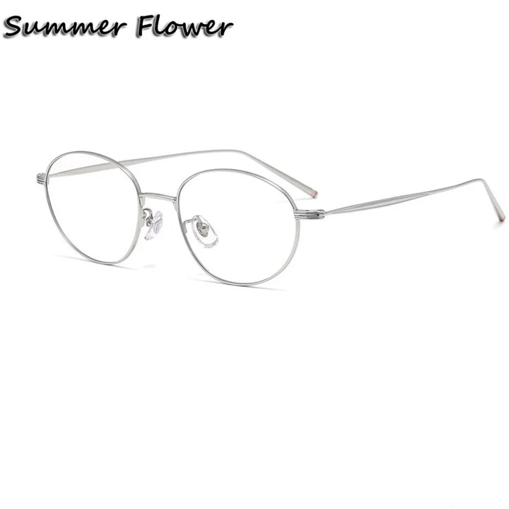 Summer Flower Women's Full Rim Oval Titanium Eyeglasses 57979