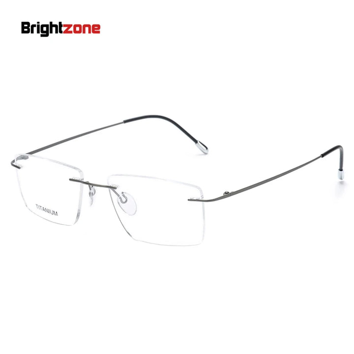 Brightzone Unisex Rimless Square Polygon Titanium Eyeglasses 71611 Rimless Brightzone