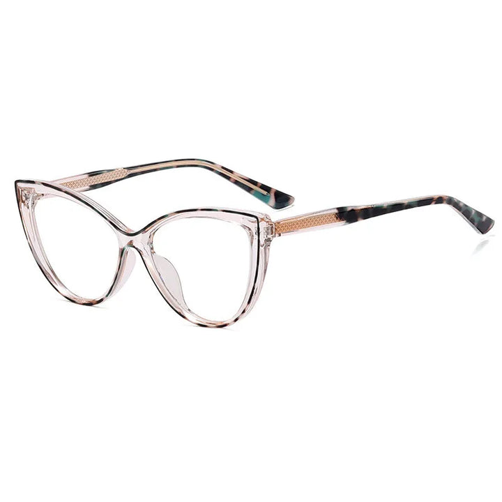 CCspace Women's Full Rim Square Cat Eye Tr 90 Titanium Eyeglasses 301560 Full Rim CCspace Leopard  