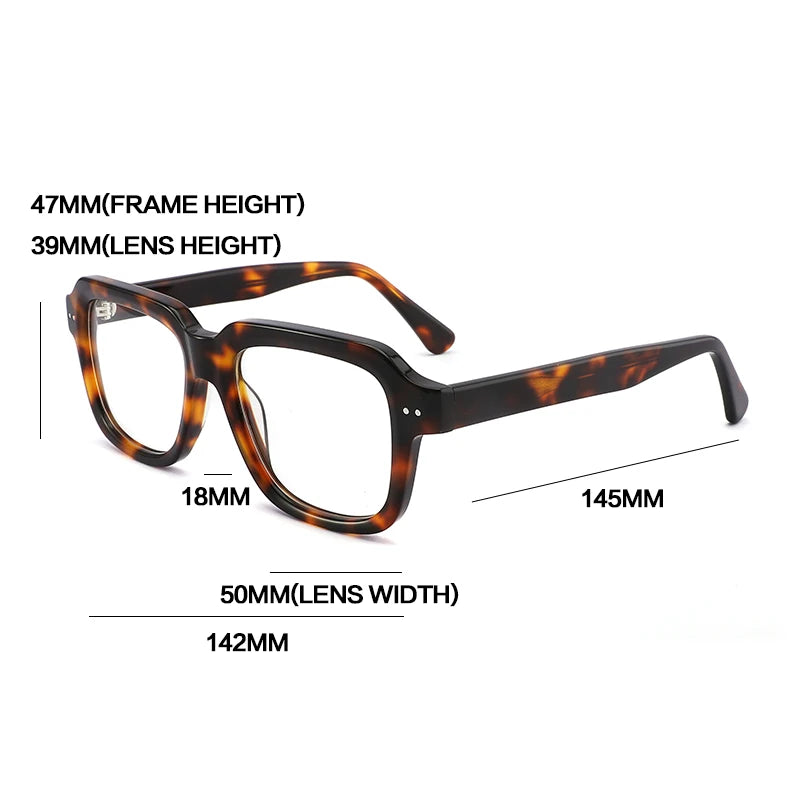 Gatenac Unisex Full Rim Polygon Square Acetate Reading Glasses G2404
