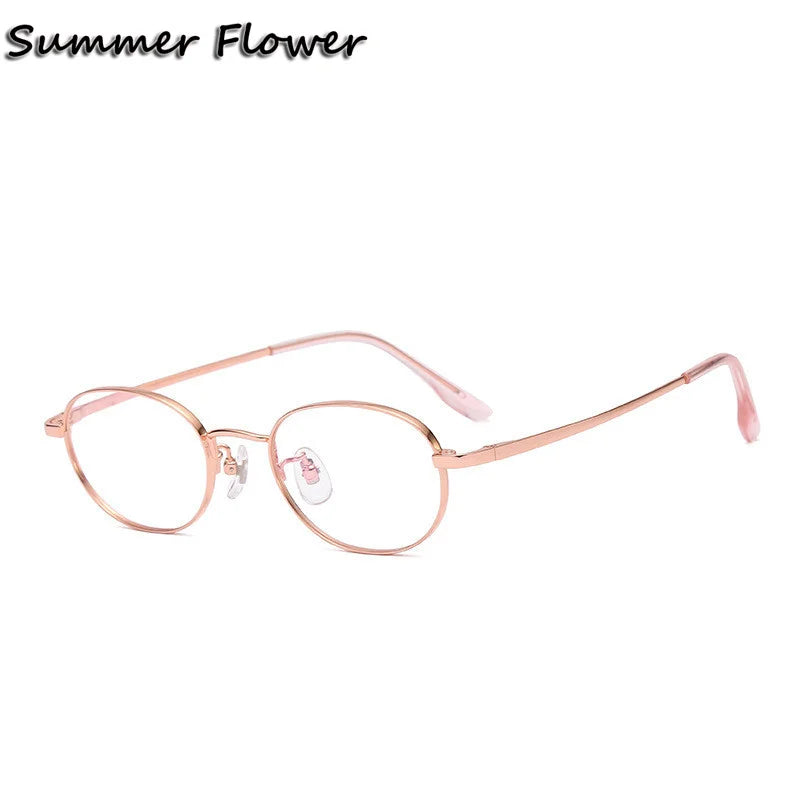 Summer Flower Women's Full Rim Flat Bottom Oval Titanium Eyeglasses 98223 Full Rim Summer Flower Rose Gold